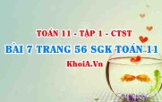 Bài 7 trang 56 SGK Toán 11 Tập 1 Chân trời sáng tạo